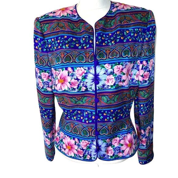 Adrianna Papell Jackets & Blazers - Adrianna Papell Silk Jacket Womens Size 10 Vintage Lined Shoulder Pads Purple